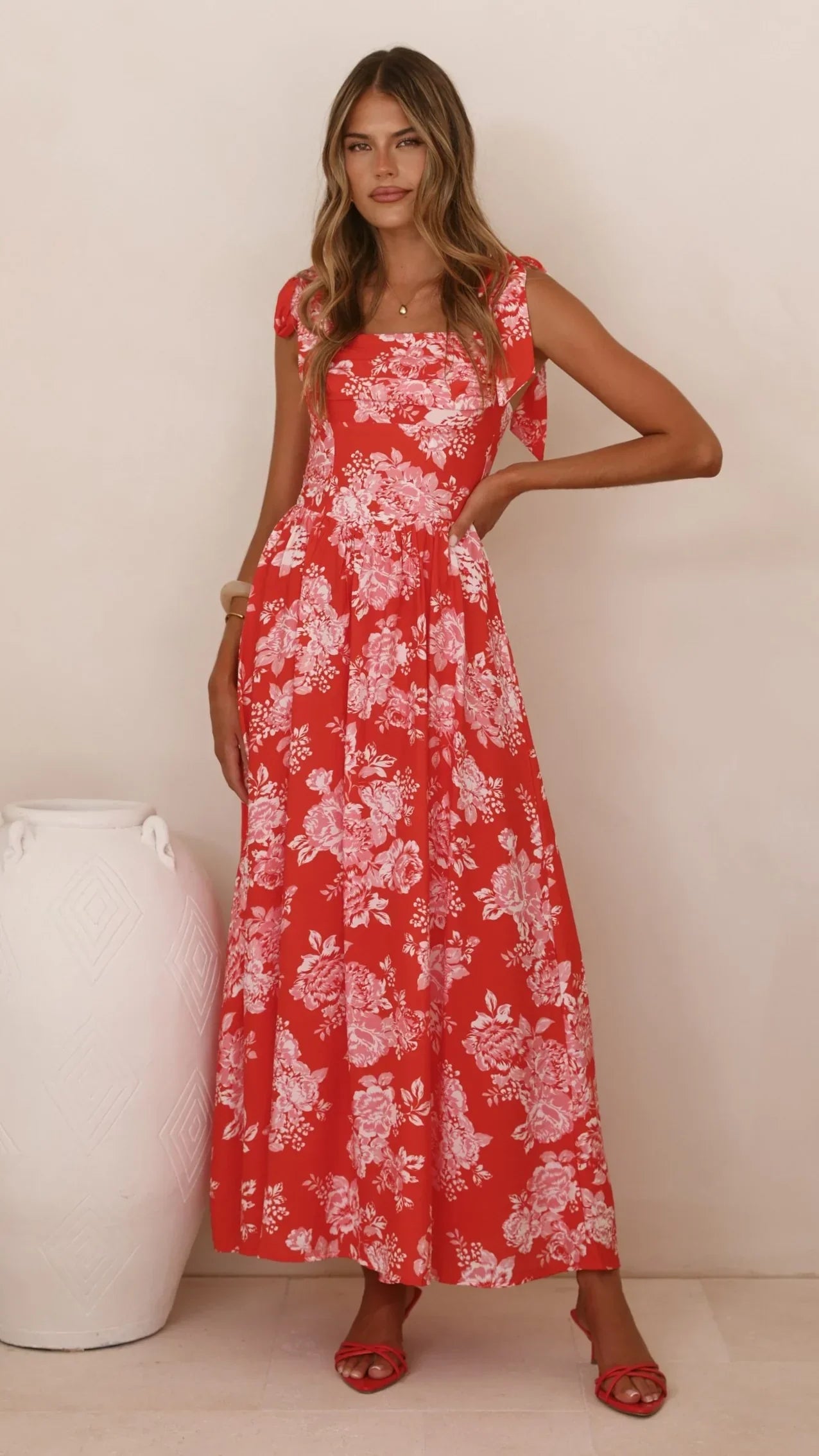 Haisley Maxi Dress - Red Floral