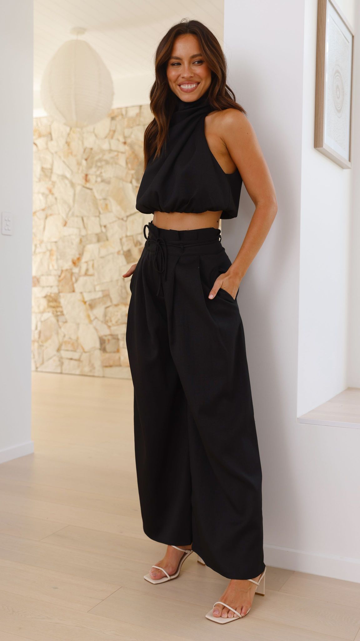 Melinda High Waist Pants - Black