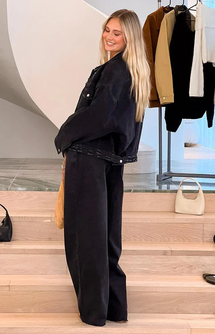 Hugo Black Oversized Denim Jacket