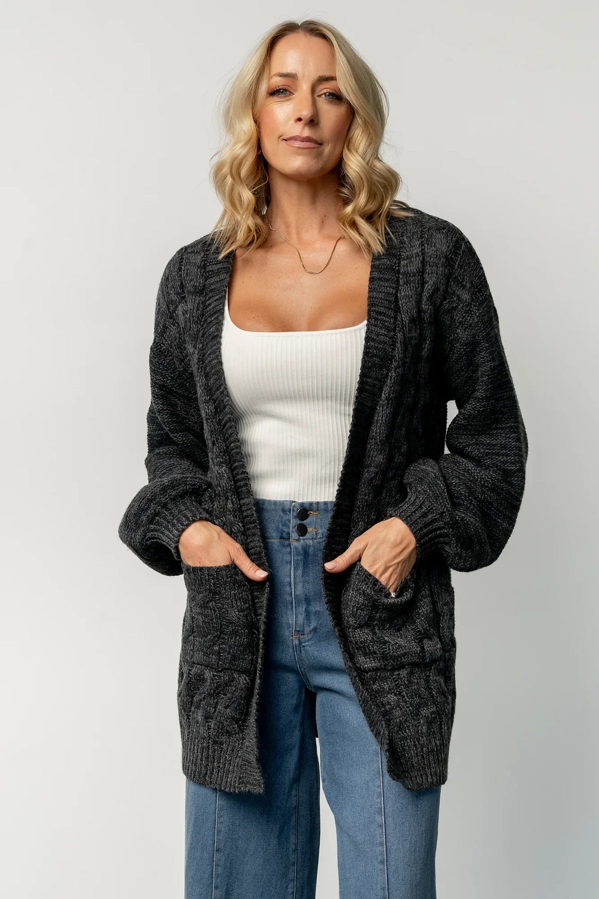 Spencer Chunky Knit Cardigan | Charcoal