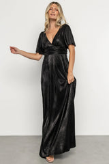 Venetian Pleated Gown | Black