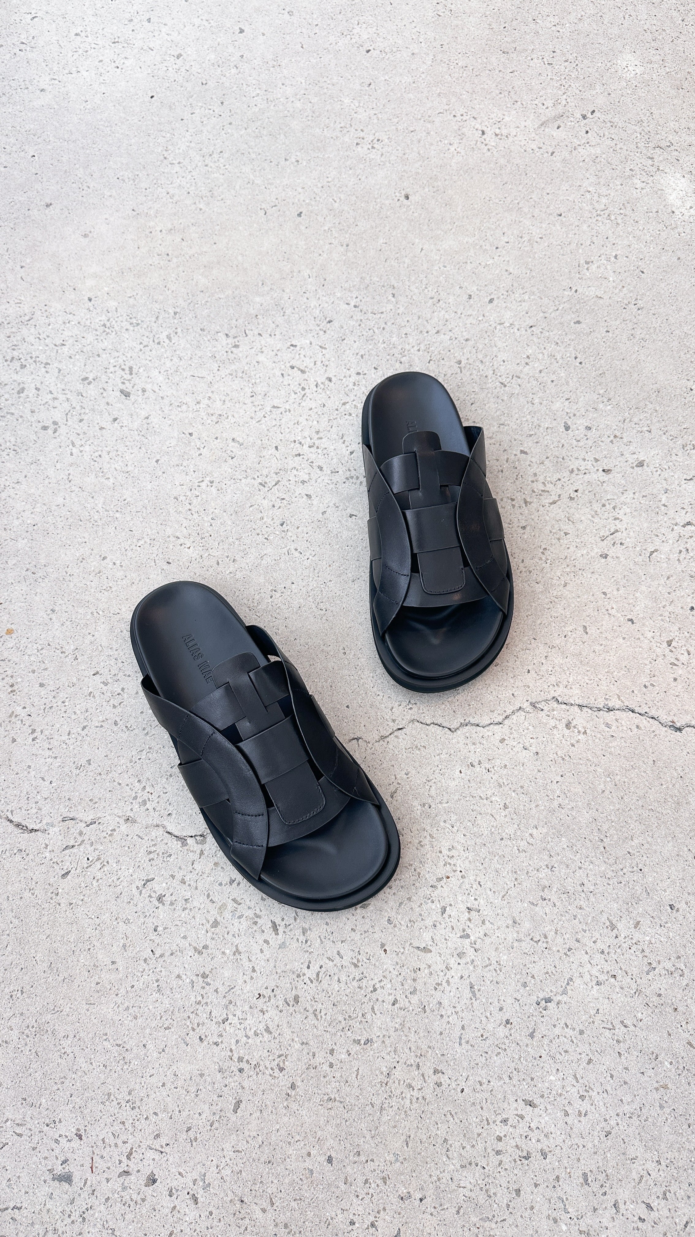 Pasquale Slides - Black leather